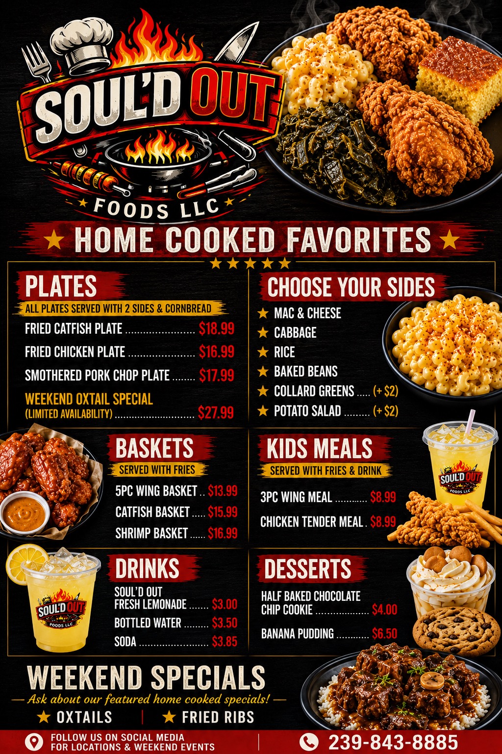 Soul'd Out Foods Home Cooked Favorites Menu