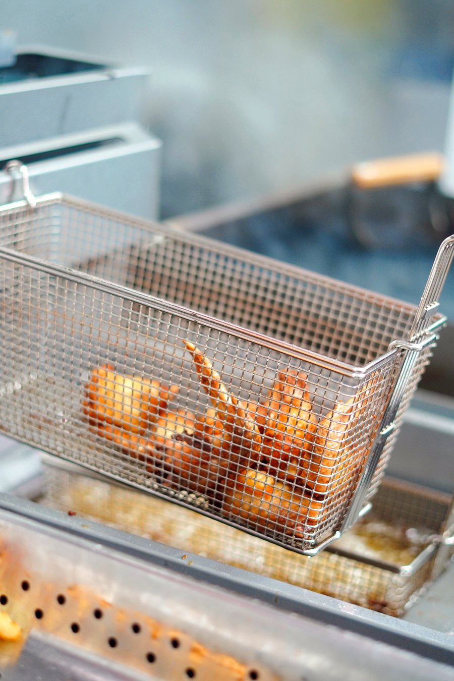 Fresh food coming out of the fryer