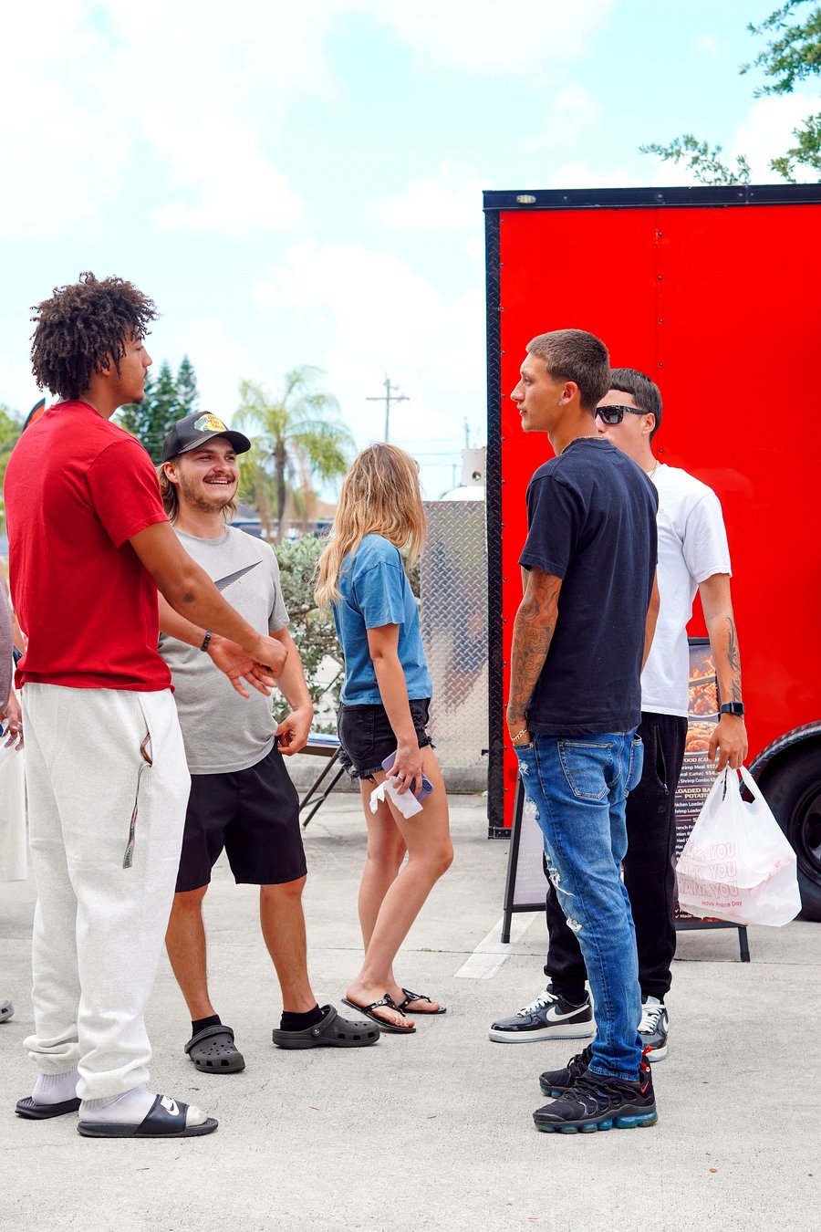 Community gathered at the truck
